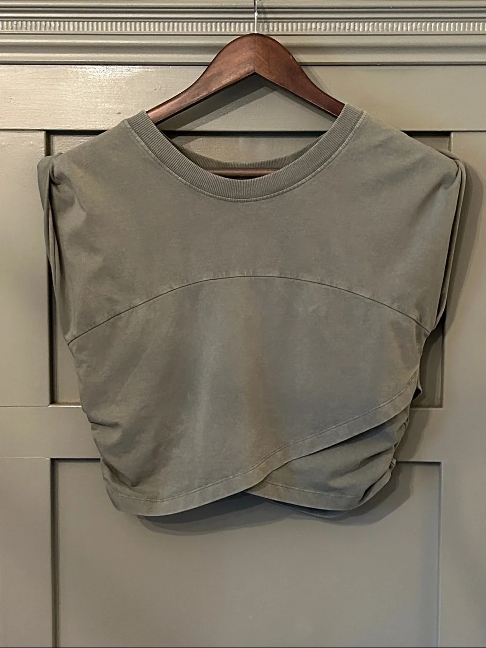 Free People Movement Hot Shot Crossover Crew Neck Muscle Tee Terrain Green Large